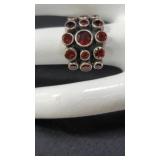 Sterling silver (925) ring w/garnets