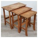 Vintage hand carved floral nesting tables