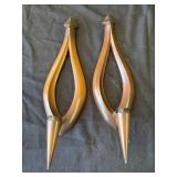 Pair of VTG MCM plastic candlestick sconces