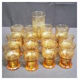 Group of Libbey amber glass juice glasses