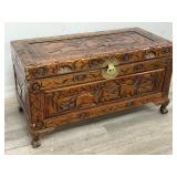 Vintage Asian hand carved blanket chest