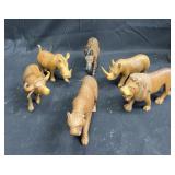 Hand carved wooden animal figures 9"l x 2ï¿½w x4ï¿½h