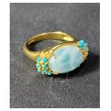 Sterling silver (925) ring w/blue Larimer &