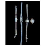 Four 10K RGP Ladies watches. Elgin, Baylor,