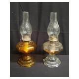 Pair of vintage glass oil lamps