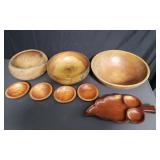 Group of wood bowls