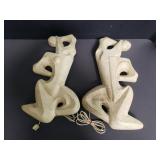 Pair of art deco nude plaster wall light