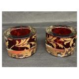 Pair of glass candle holders