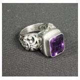 Vintage sterling silver & amethyst stone