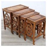 Vintage hand carved walnut nesting tables