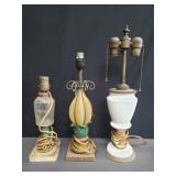 3 vintage table lamps