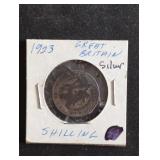Silver 1923 Great Britain One Shilling coin