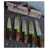 Damascus steel 5pc. Chefï¿½s knife set