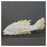 Carved wood fish sculpture