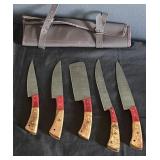 Damascus steel 5 pc. Chefs knife set.