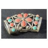 Sterling silver (925) pendant w/pink & blue stones