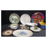 Box of ceramic, porcelain, and pottery plates