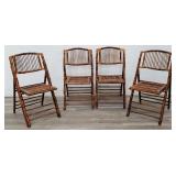 4 bamboo & wood folding chairs