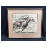 Framed pencil signed pastel on vellum paper