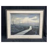 Framed signed oil on canvas landscape
