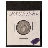 1869 US Shield Nickel coin