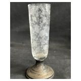 Antique etched glass with sterling silver base
