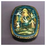 Vintage signed and hand painted Russian lacquer