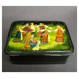 Vintage signed and hand painted Russian lacquer