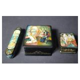 3 signed vintage Russian hand-painted