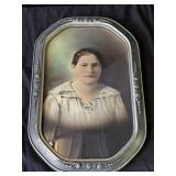 Antique framed lady portrait photo