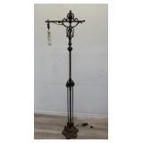 Antique iron and brass floor lamp