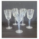 Five Waterford wine glasses