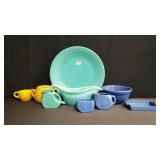 Box of ceramic plates, bowls, creamer, pitcher