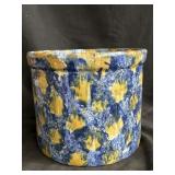 Blue spongeware cannister with lid