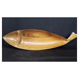 Vintage monkey pod carved fish tray