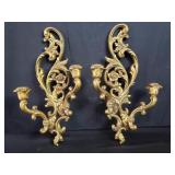 Pair of syroco wood wall sconce