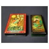 Pair of signed vintage Russian hand-painted