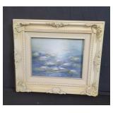 Signed oil painting on board under glass