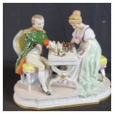 Napoleon playing chess Porcelain figurine