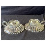 Pair of vintage glass candle stick holders