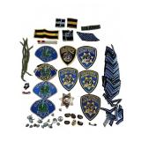 Collection of police & military patches & pins