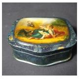 Signed vintage Russian hand-painted lacquered box