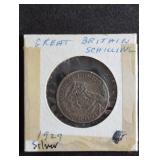 Silver 1929 Great Britain One Shilling coin