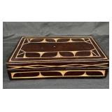 Vintage hand carved wood trinket box