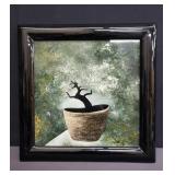 Mixed media abstract planter painting