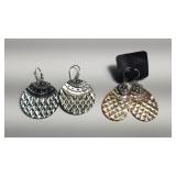 Pair of sterling silver and 18kt gold earrings