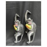 Vintage Mexican folk art carved wooden monkeys