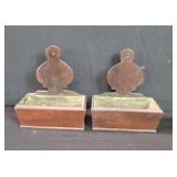 Pair of Vintage mahogany wall pockets with brass