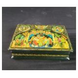 Vintage signed Russian handpainted lacquer box