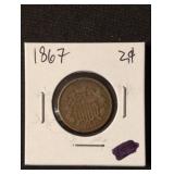 1867 US Two Cent Piece coin